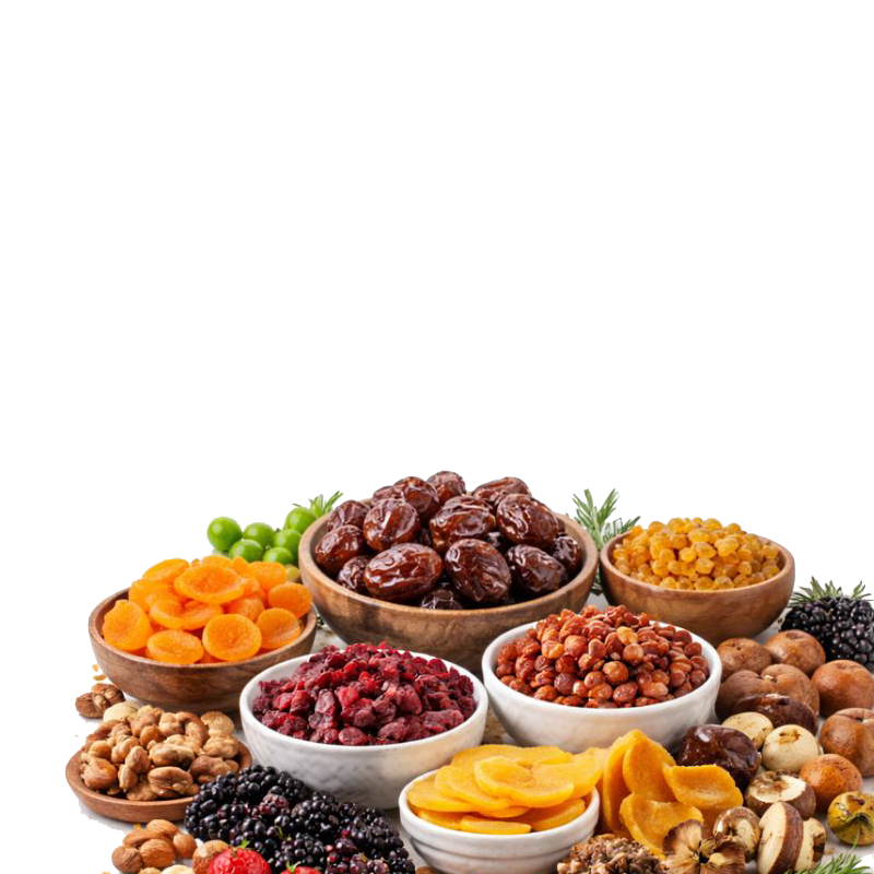 Сухофрукты. Сушеные грибы, ягоды. Орехи