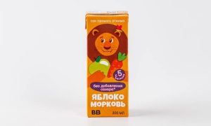 Сок детский яблоко-морковь прямого отжима, 200 мл