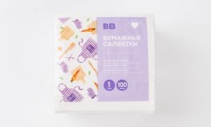 Салфетки бумажные 1 слой, 100 шт