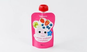 Пюре из яблок, клубники и голубики, 90 г