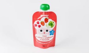 Пюре из яблок, клубники и малины, 90 г