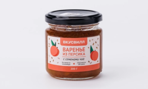 Варенье из персика с семенами чиа на сиропе из топинамбура, 200 г